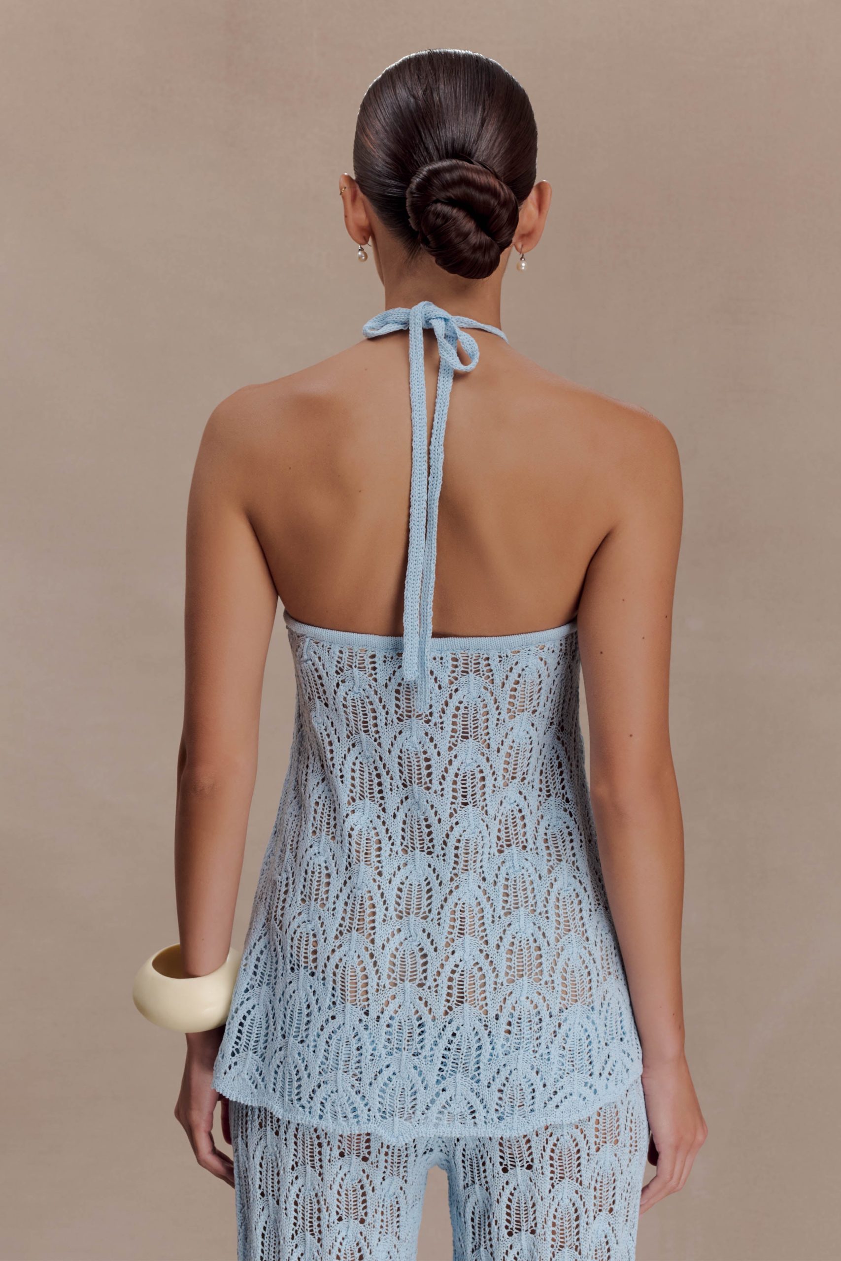 Corey Crochet Halter Neck Top - Light Blue - Image 2