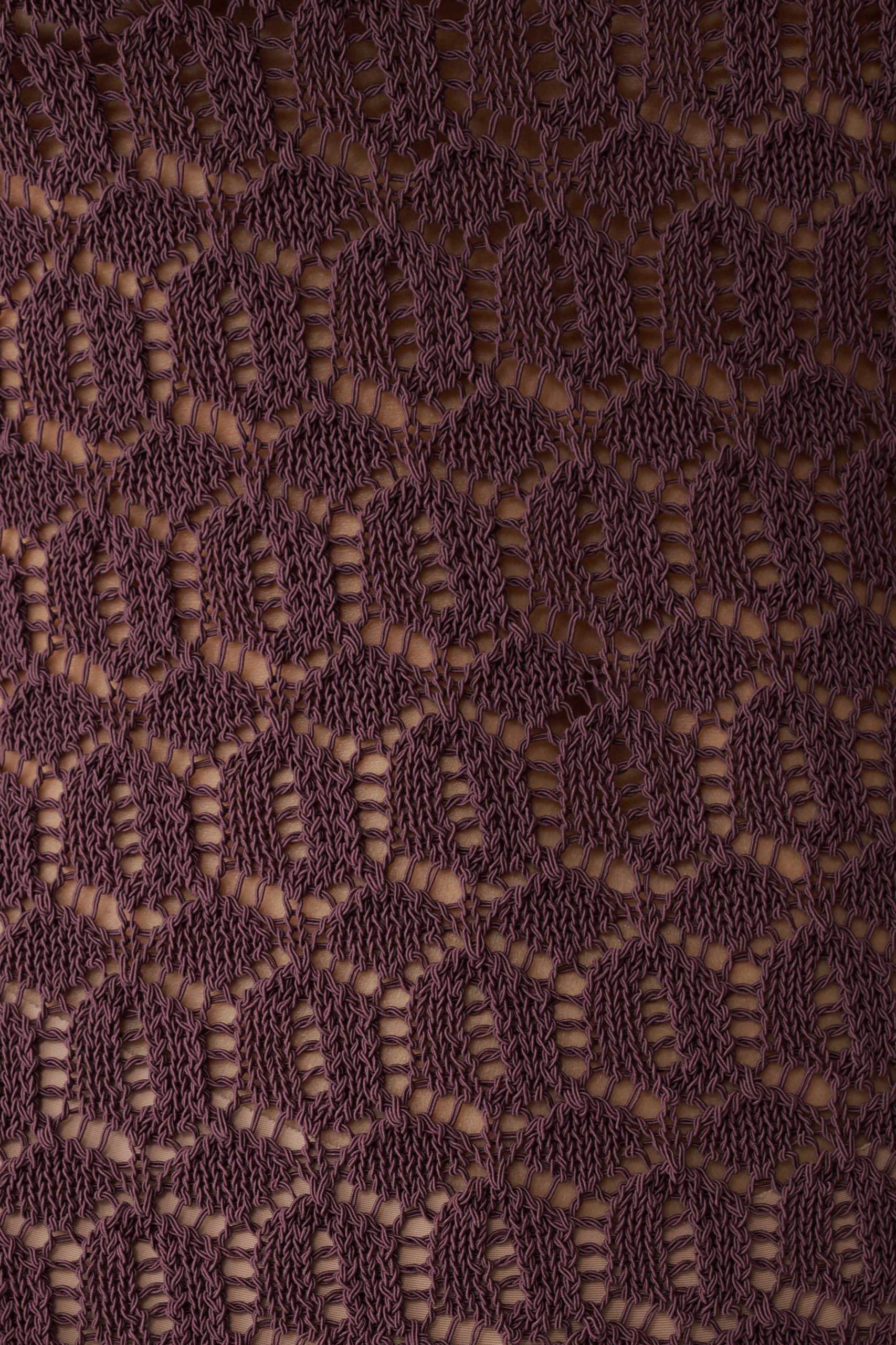 Cherly Knit Crochet Mini Dress - Chocolate - Image 5